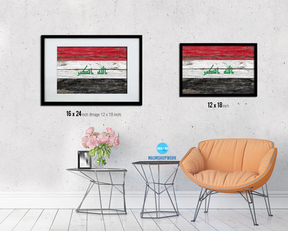 Iraq Country Wood Rustic National Flag Wood Framed Print Wall Art Decor Gifts