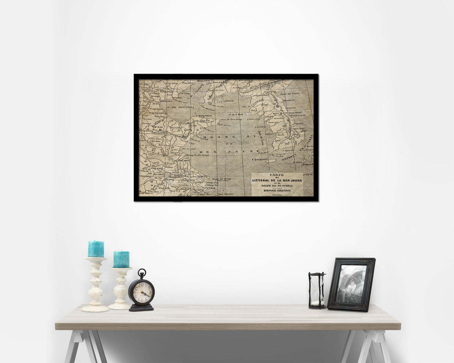 Yellow Sea Coast Erhard Bonaparte Paris 1864 Historical Map Framed Print Art Wall Decor Gifts