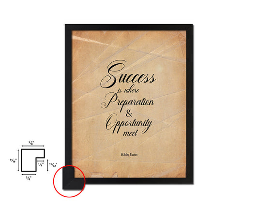 Success is where preparation Quote Paper Artwork Framed Print Wall Decor Art