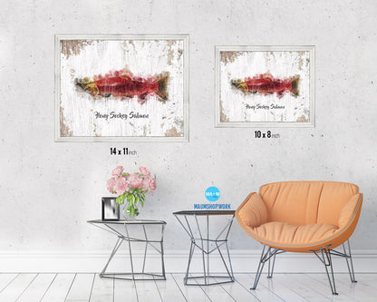 Hony Sockey Salmon Fish Framed Prints Modern Restaurant Sushi Bar Watercolor Wall Art Decor