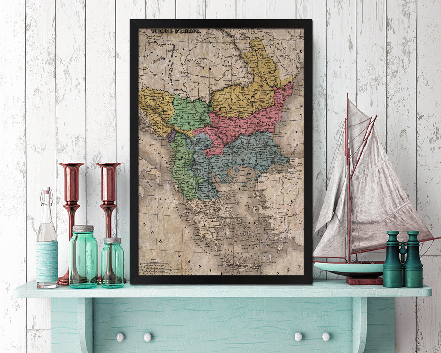 Arkansas Louisiana Mississippi Historical Map Wood Framed Print Art Wall Decor Gifts