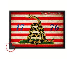 First Navy Jack Don't Tread On Me 1776 Tea Party Vintage Military Flag Framed Print Art