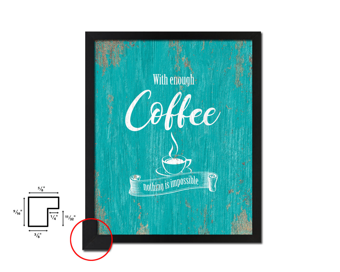 With enough coffee nothing is impossible Quotes Framed Print Home Decor Wall Art Gifts