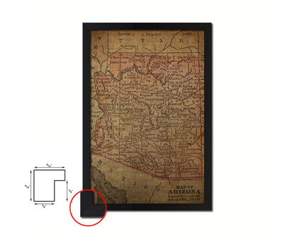 Arizona Circa Vintage Map Wood Framed Print Art Wall Decor Gifts