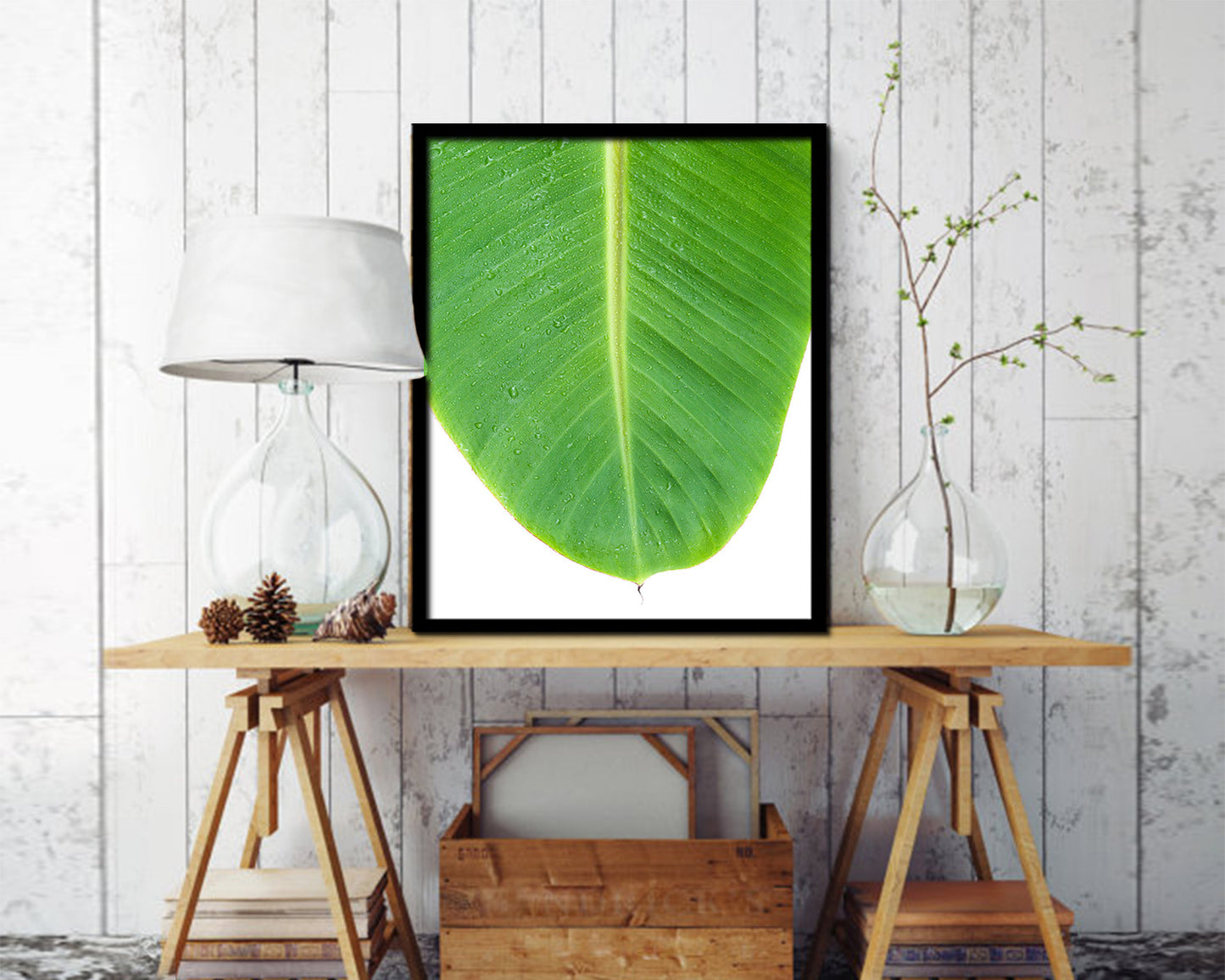 Banana Tropical Leaf Framed Print Sign Decor Wall Art Gifts
