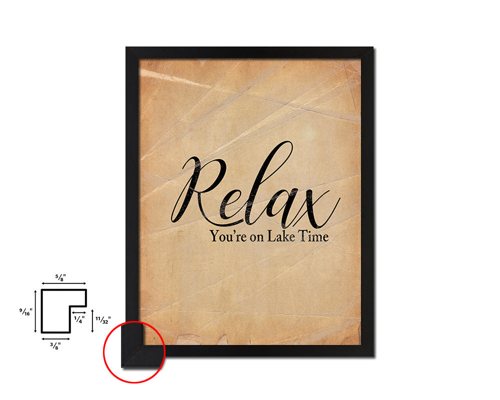 Relax you're on lake time Quote Paper Artwork Framed Print Wall Decor Art