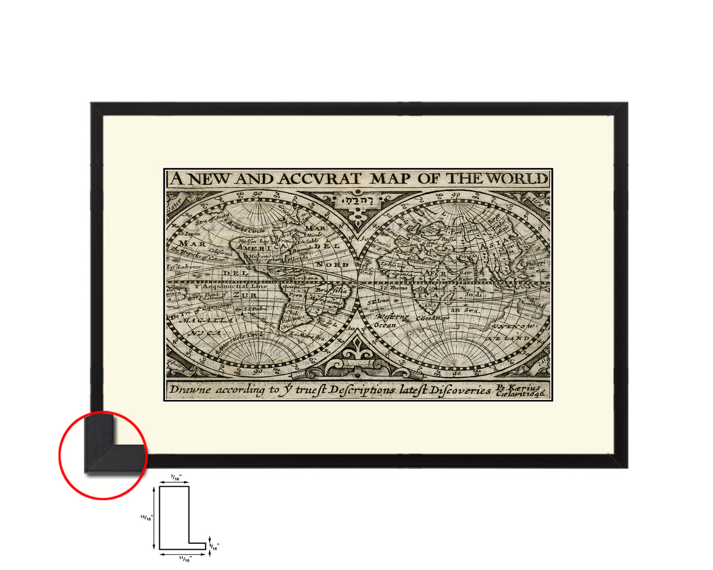 World John Speed 1635 Old Map Framed Print Art Wall Decor Gifts