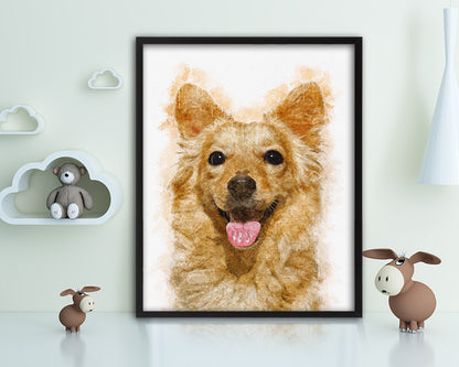 Terrier Dog Puppy Portrait Framed Print Pet Watercolor Wall Decor Art Gifts