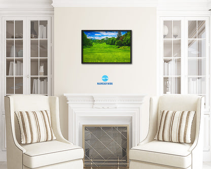 European Golf Course Artwork Painting Print Art Wood Framed Wall Decor Gifts