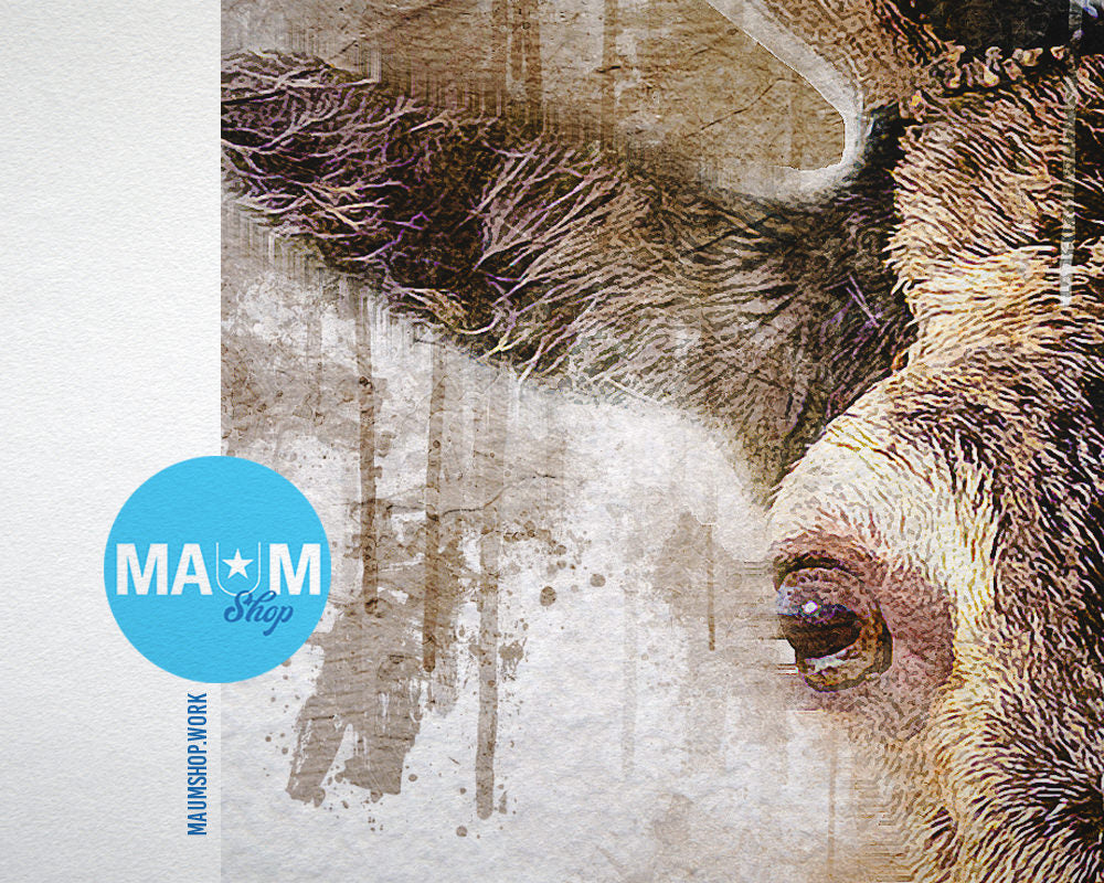 Horn Deer Animal Painting Print Framed Art Home Wall Decor Gifts