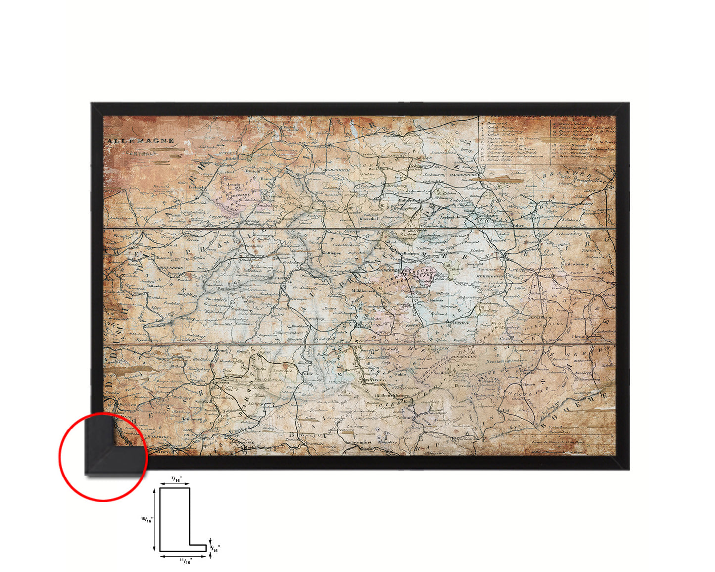 Germany Antique Map Framed Print Art Wall Decor Gifts