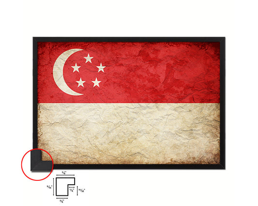 Singapore Country Vintage Flag Wood Framed Print Wall Art Decor Gifts