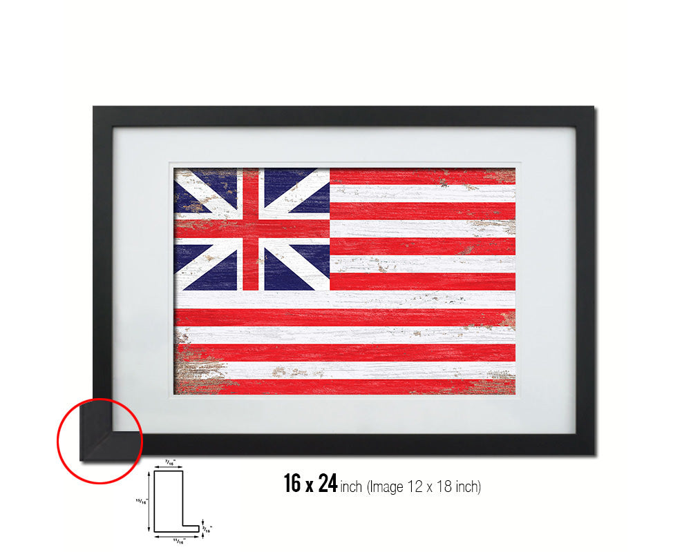 Grand Union Shabby Chic Military Flag Framed Print Decor Wall Art Gifts