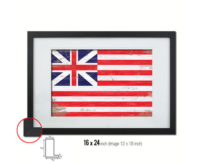 Grand Union Shabby Chic Military Flag Framed Print Decor Wall Art Gifts