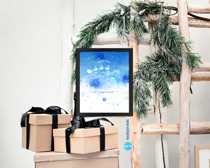 Merry Christmas and Happy New Year Holiday Season Gifts Wood Framed Print Home Decor Wall Art