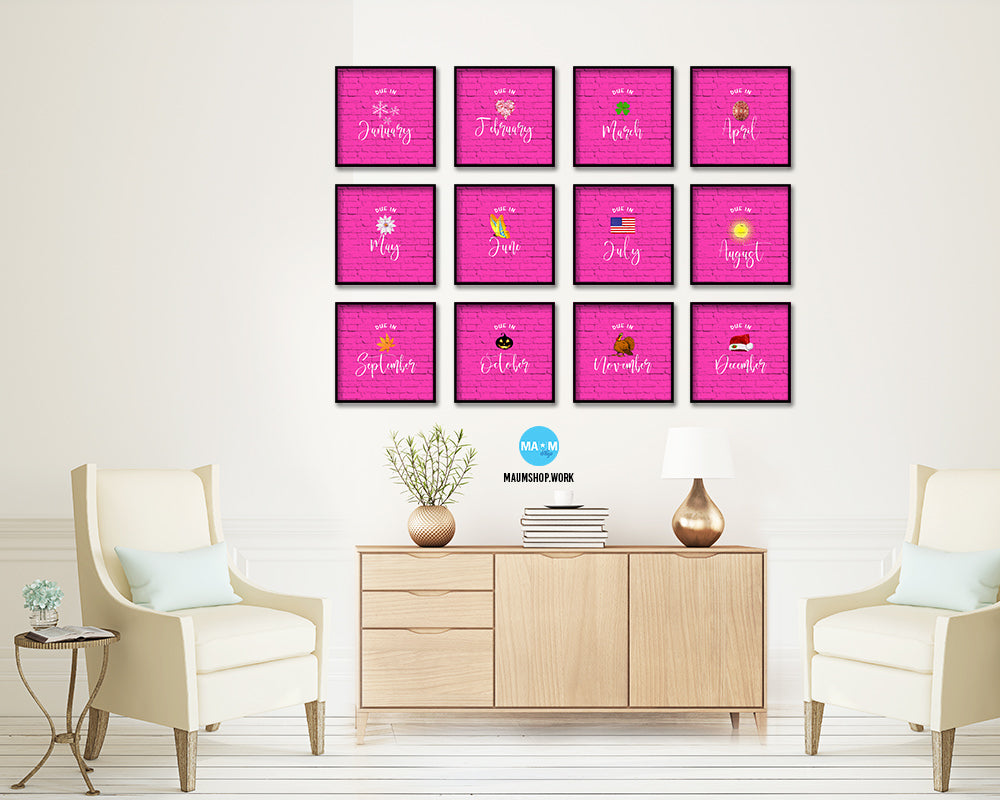 Baby Due In August Pregnancy Announcement Personalized Frame Print Wall Decor Art Gifts