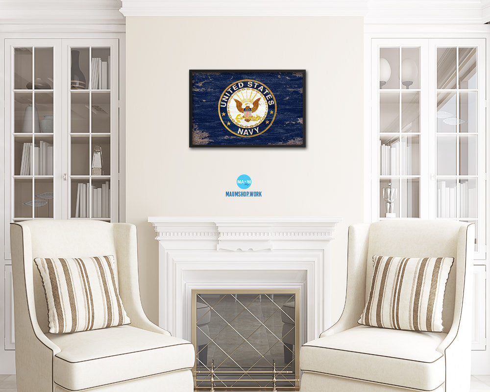 US Navy Seal Shabby Chic Military Flag Framed Print Decor Wall Art Gifts