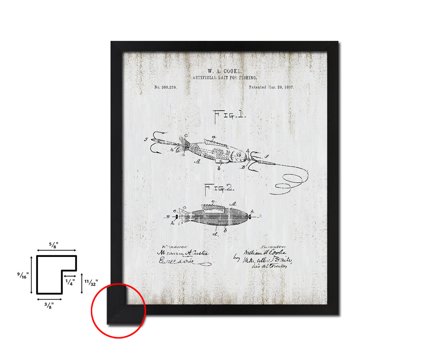 Artificial Bait Fishing Vintage Patent Artwork Black Frame Print Wall Art Decor Gifts