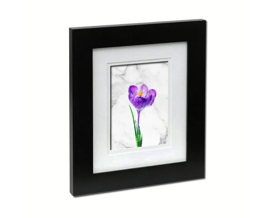 Crocus Marble Texture Plants Art Wood Framed Print Wall Decor Gifts