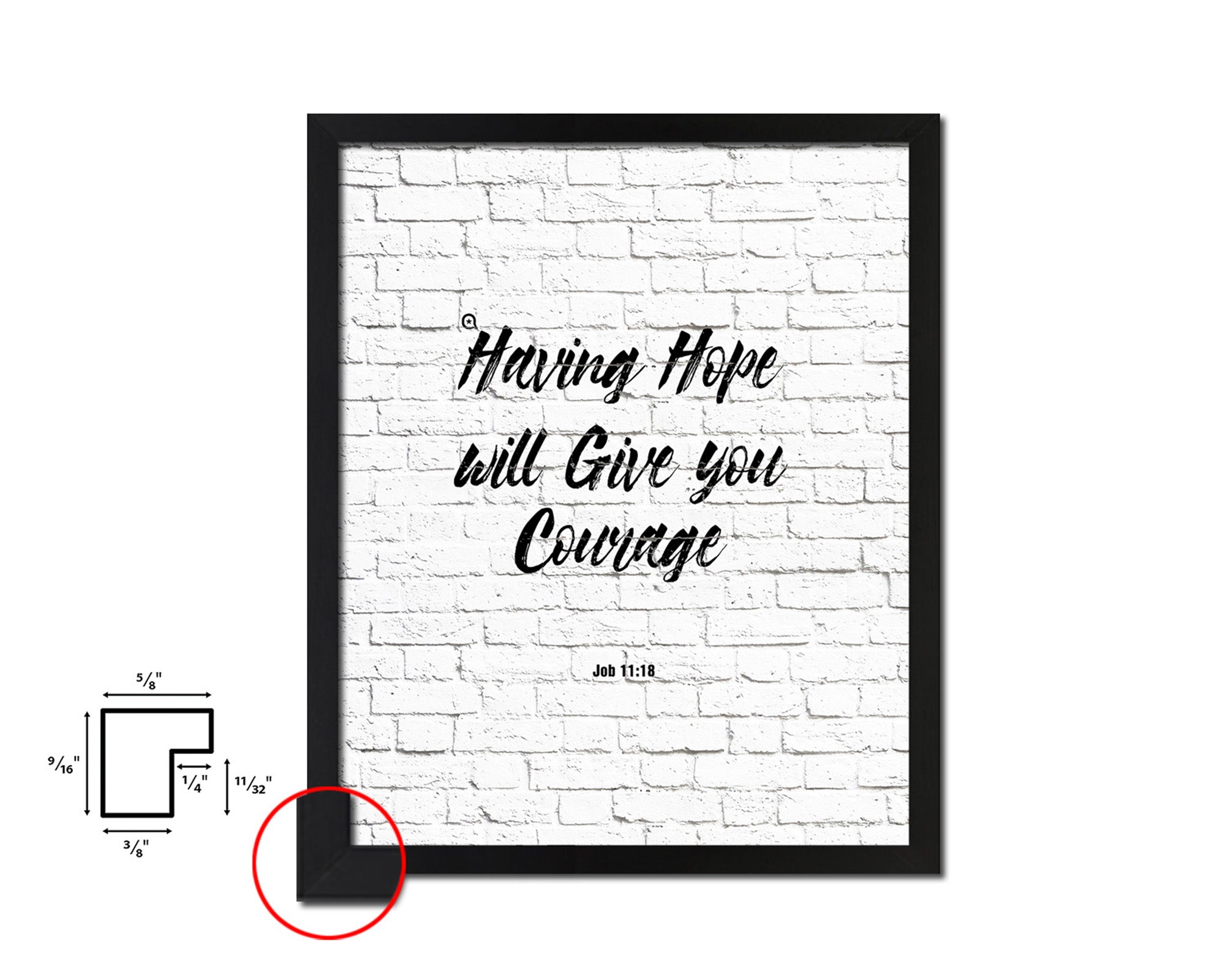 Having hope will give you courage, Job 11:18 Quote Wood Framed Print Home Decor Wall Art Gifts