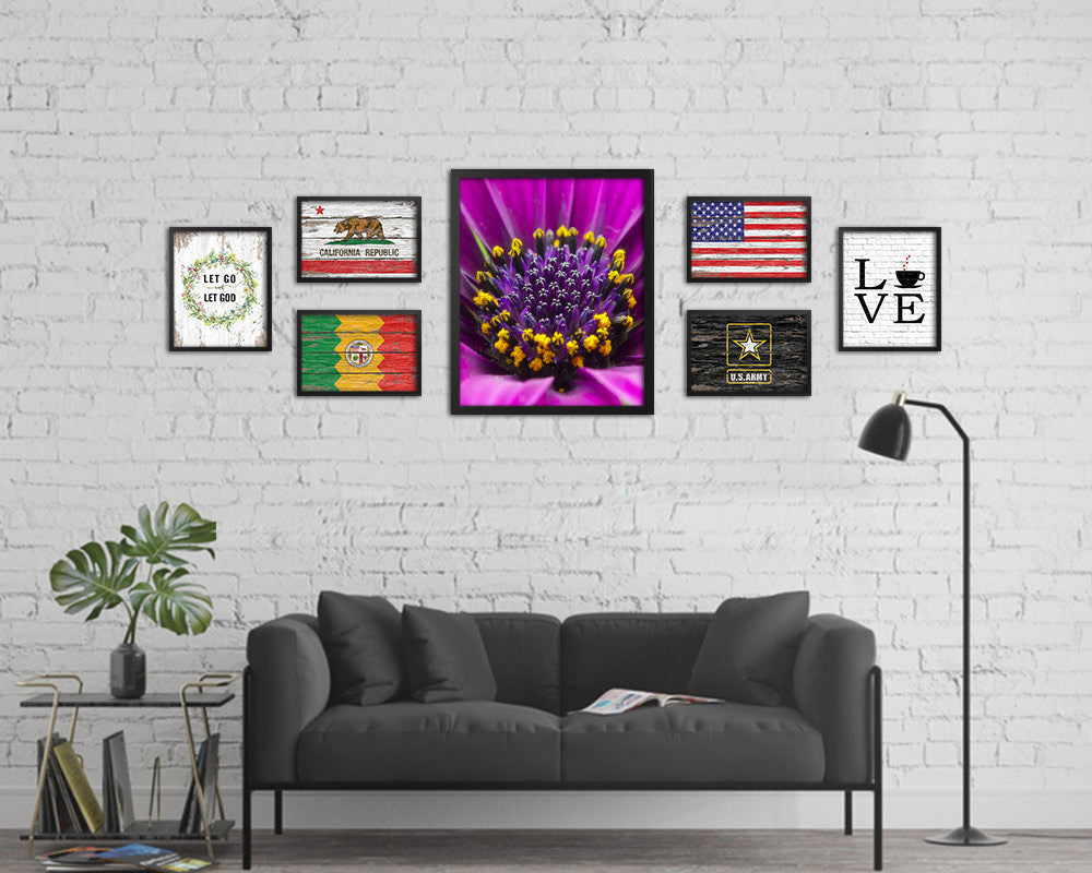 Gazania Purple Flower Wood Framed Paper Print Wall Decor Art Gifts