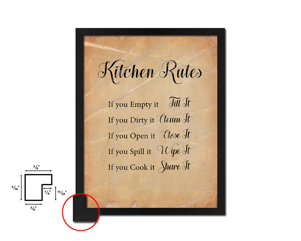Kitchen Rules Quote Paper Artwork Framed Print Wall Decor Art