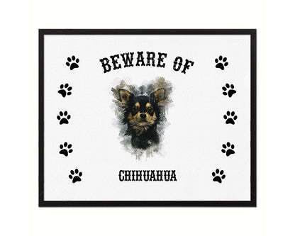 Beware of Chihuahua 9 months Sign Wood Framed Print Wall Art Decor Gifts