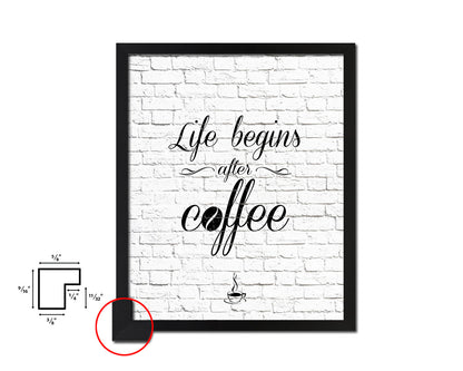Life begins after coffee Quote Framed Artwork Print Wall Decor Art Gifts