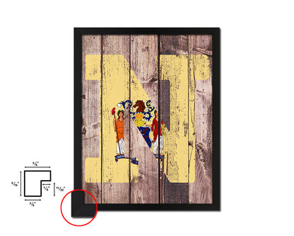 New Jersey State Initial Flag Wood Framed Paper Print Decor Wall Art Gifts, Wood