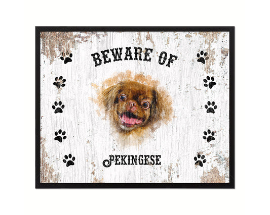 Beware of Maltese Sign Wood Framed Print Wall Art Decor Gifts