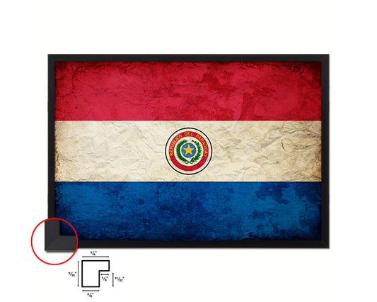 Paraguay Country Vintage Flag Wood Framed Print Wall Art Decor Gifts