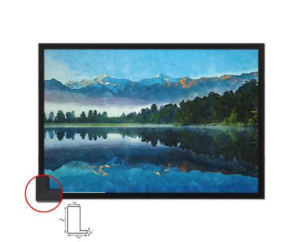 Reflection of Lake Matheson Landscape Painting Print Art Frame Home Wall Decor Gifts