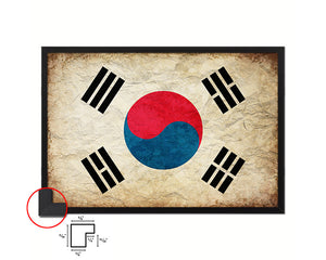 Korea Country Vintage Flag Wood Framed Print Wall Art Decor Gifts
