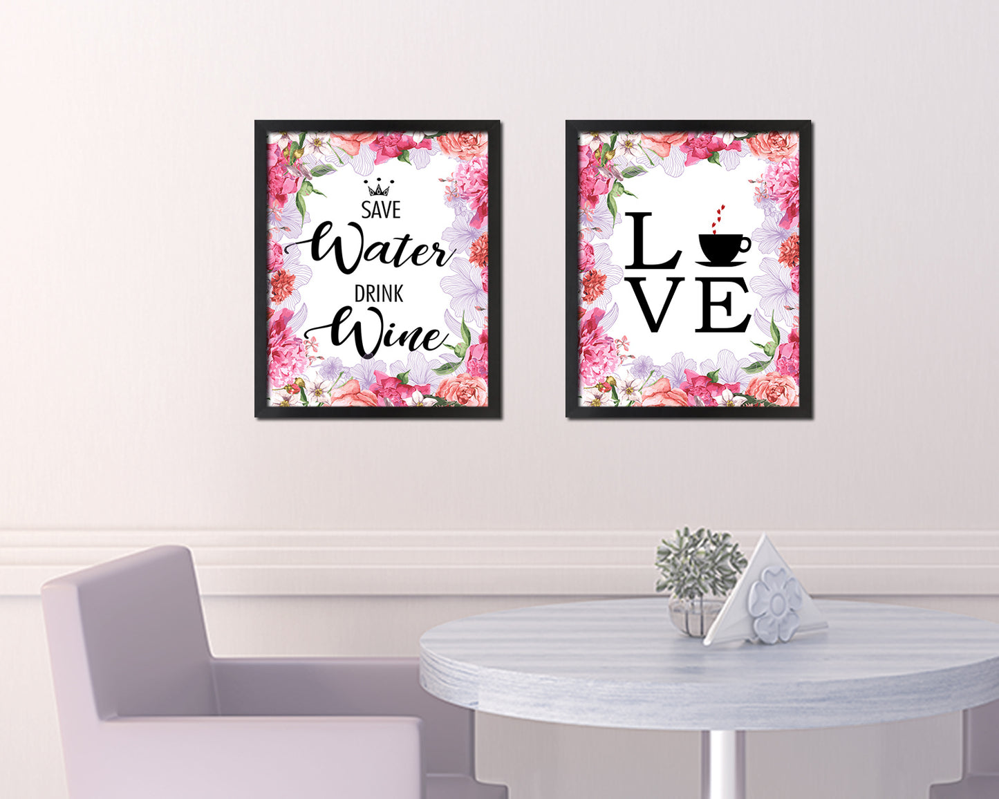 Save water drink wine Words Wood Framed Print Wall Decor Art Gifts