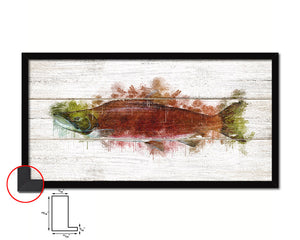 Sockeye Salmon Fish Art Wood Framed White Wash Restaurant Sushi Wall Decor Gifts, 10" x 20"