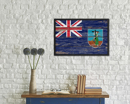 Montserrat Country Wood Rustic National Flag Wood Framed Print Wall Art Decor Gifts