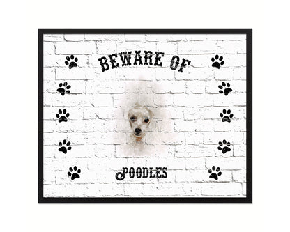 Beware of Pomeranian Spitz Sign Wood Framed Print Wall Art Decor Gifts