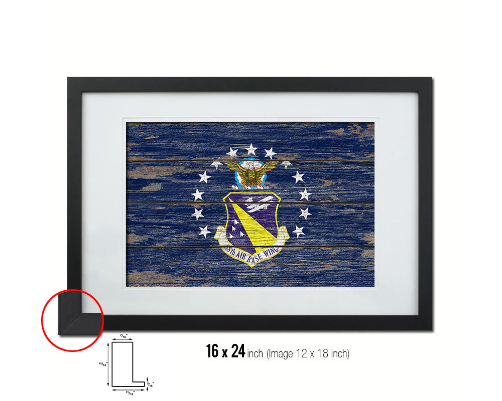 88th Air Base Wing Vintage Emblem Flag Wood Frame Paper Print Wall Art Decor Gifts