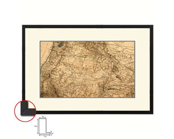 US Pacific Northwest Old Map Framed Print Art Wall Decor Gifts