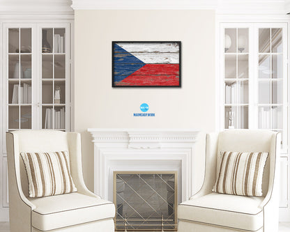 Czech Republic Country Wood Rustic National Flag Wood Framed Print Wall Art Decor Gifts