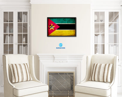 Mozambiqu Country Vintage Flag Wood Framed Print Wall Art Decor Gifts