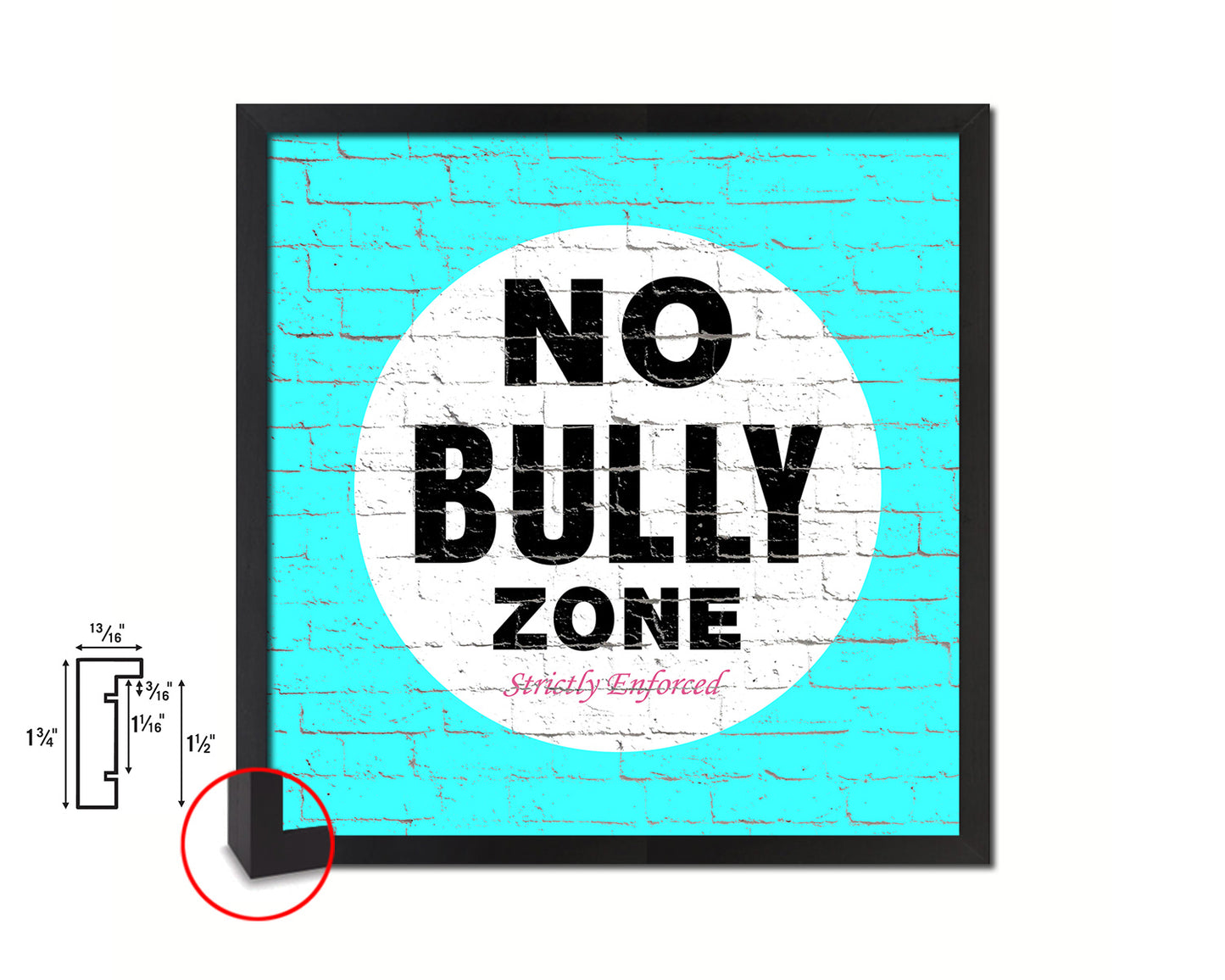 No Bully Zone Shabby Chic Sign Wood Framed Art Paper Print Wall Decor Gifts