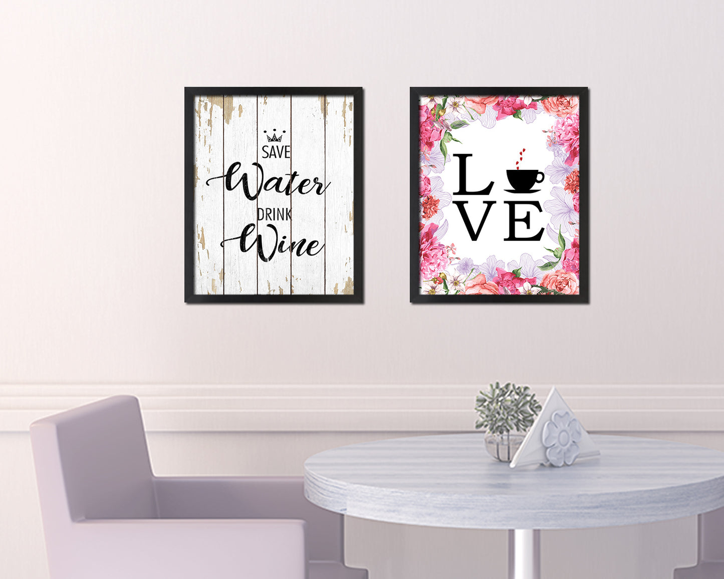 Save water drink wine Words Wood Framed Print Wall Decor Art Gifts