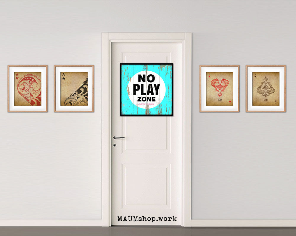 No Play Zone Shabby Chic Sign Wood Framed Art Paper Print Wall Decor Gifts