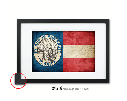 Civil War Florida Vintage Military Flag Framed Print Sign Decor Wall Art Gifts