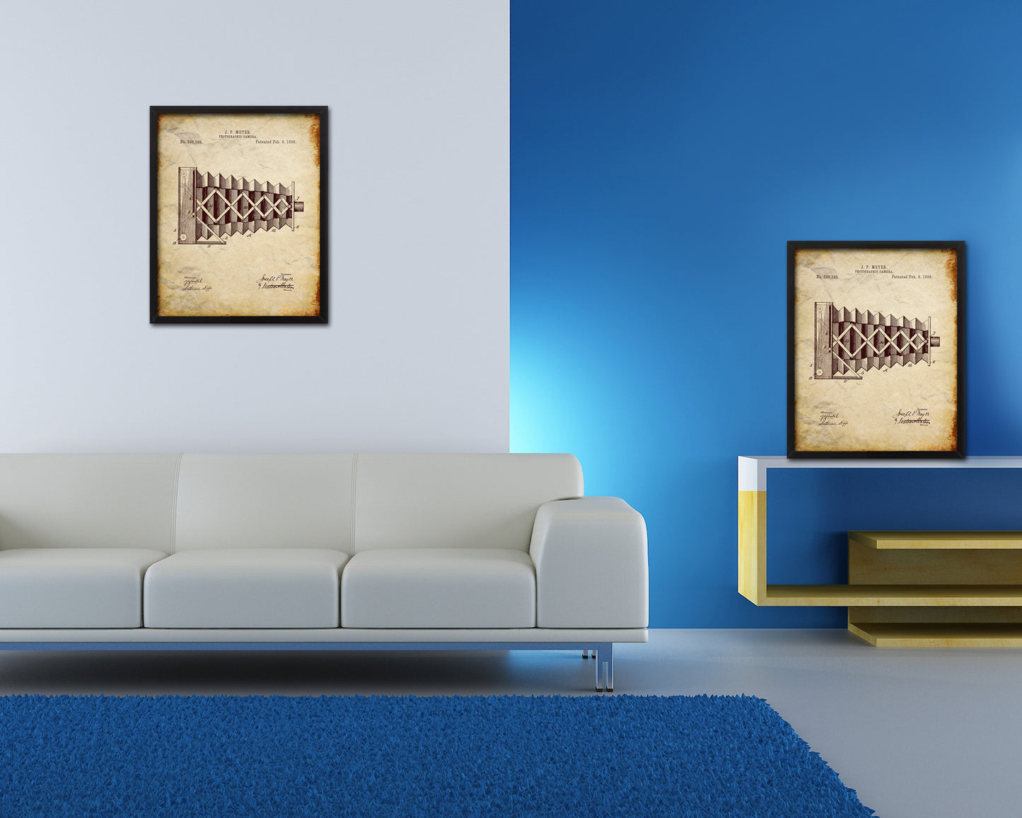 Photographic Camera Vintage Patent Artwork Walnut Frame Print Wall Art Decor Gifts