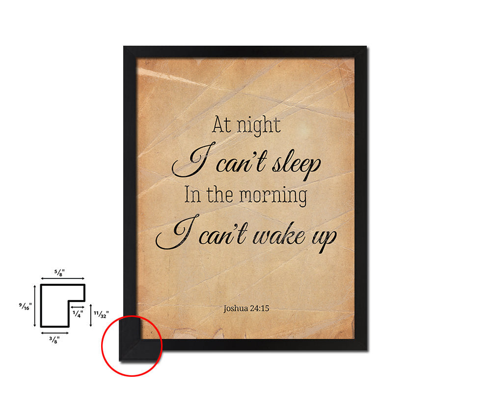 At night I can't sleep in the morning Quote Paper Artwork Framed Print Wall Decor Art