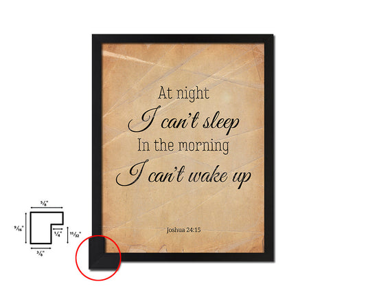 At night I can't sleep in the morning Quote Paper Artwork Framed Print Wall Decor Art