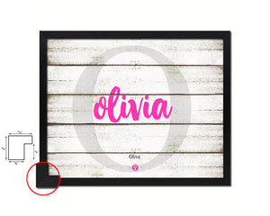 Olivia Personalized Biblical Name Plate Art Framed Print Kids Baby Room Wall Decor Gifts