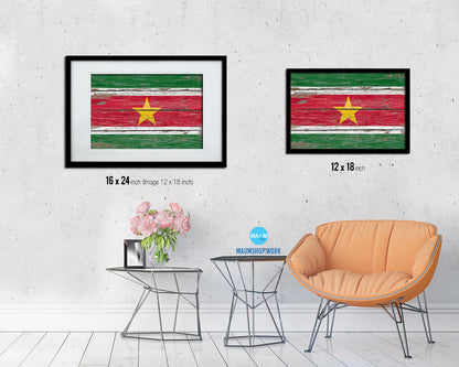 Suriname Country Wood Rustic National Flag Wood Framed Print Wall Art Decor Gifts